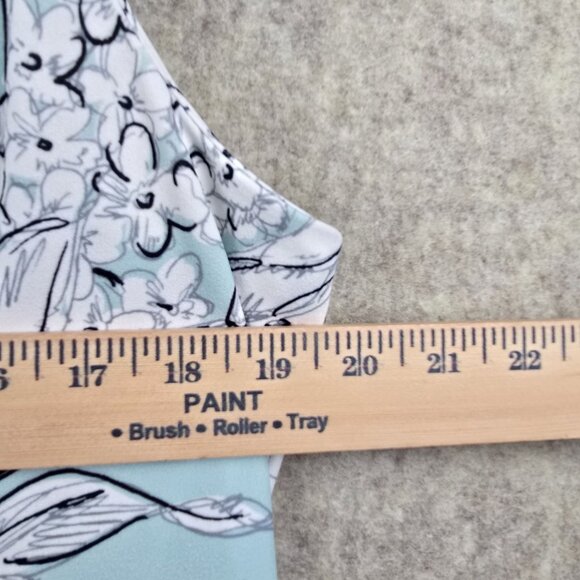 Floral Sleeveless Mint Green & White Fit And Flare Midi Dress 94% Polyester Mesh - Picture 8 of 8